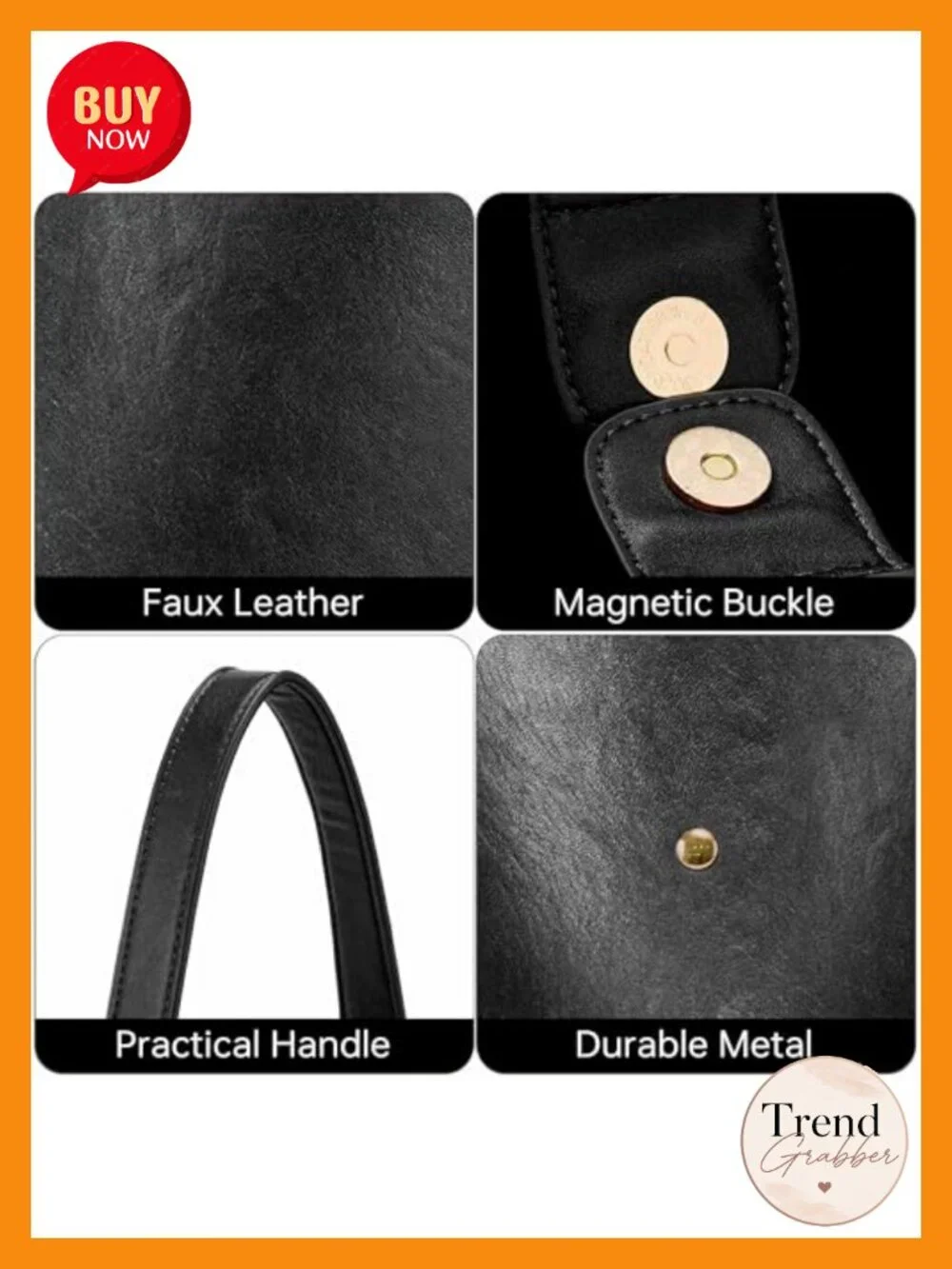 Grained Leather Slouchy Hobo Shoulder Bag with Magnetic Closure and Beaded Charm